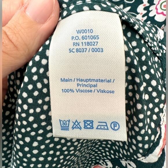 BODEN | Green Mixed Print Floral Polka Dot Print Blouse Viscose | Size 8 - Picture 6 of 7